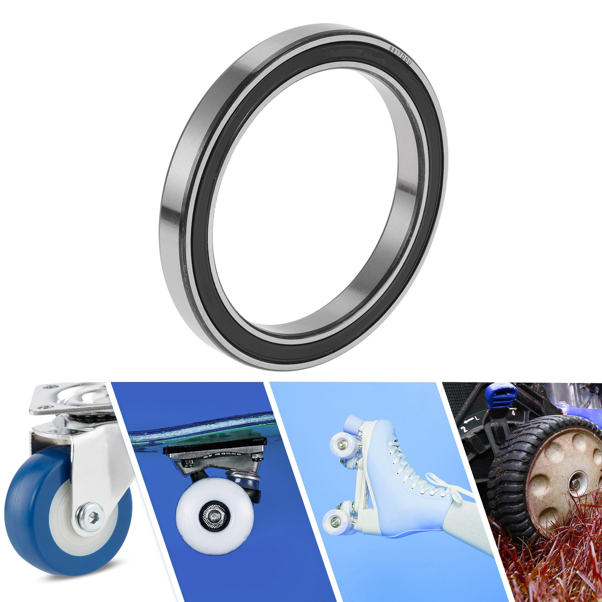 Deep Groove Ball Bearings P6 Lubricated Bearings Double Rubber Seals Silver Tone Scooter Skateboard Wheel