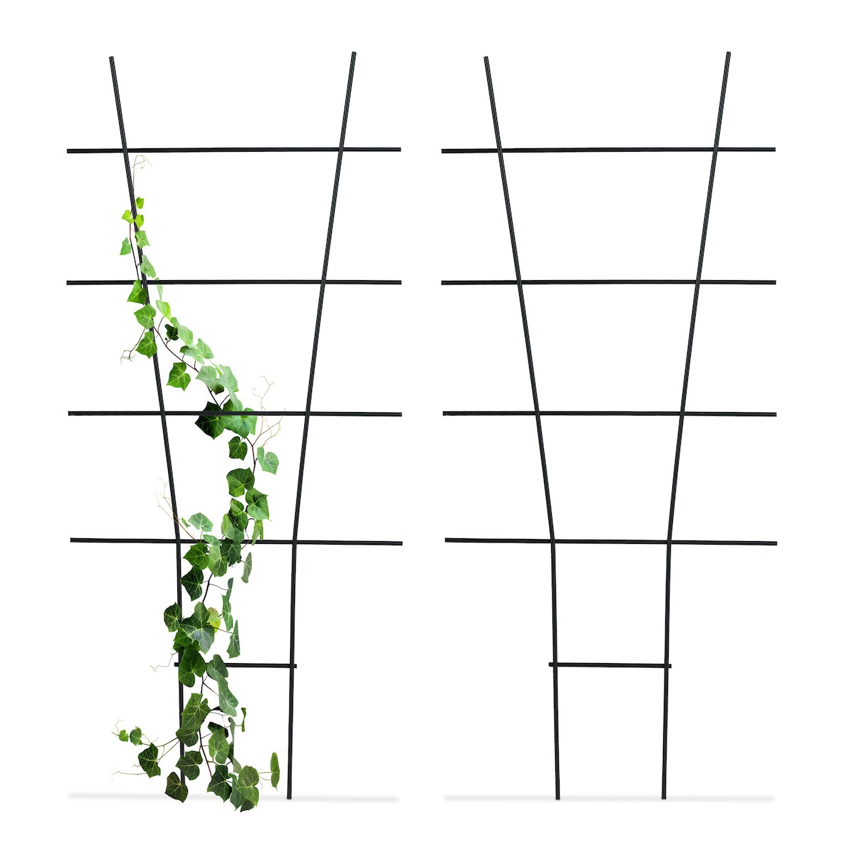 Relaxdays Pflanzenstütze, 2er Set, Rankhilfe Metall, Blumentopf & Pflanzkübel, HxB: 79x35 cm, Blumenstütze, schwarz Image