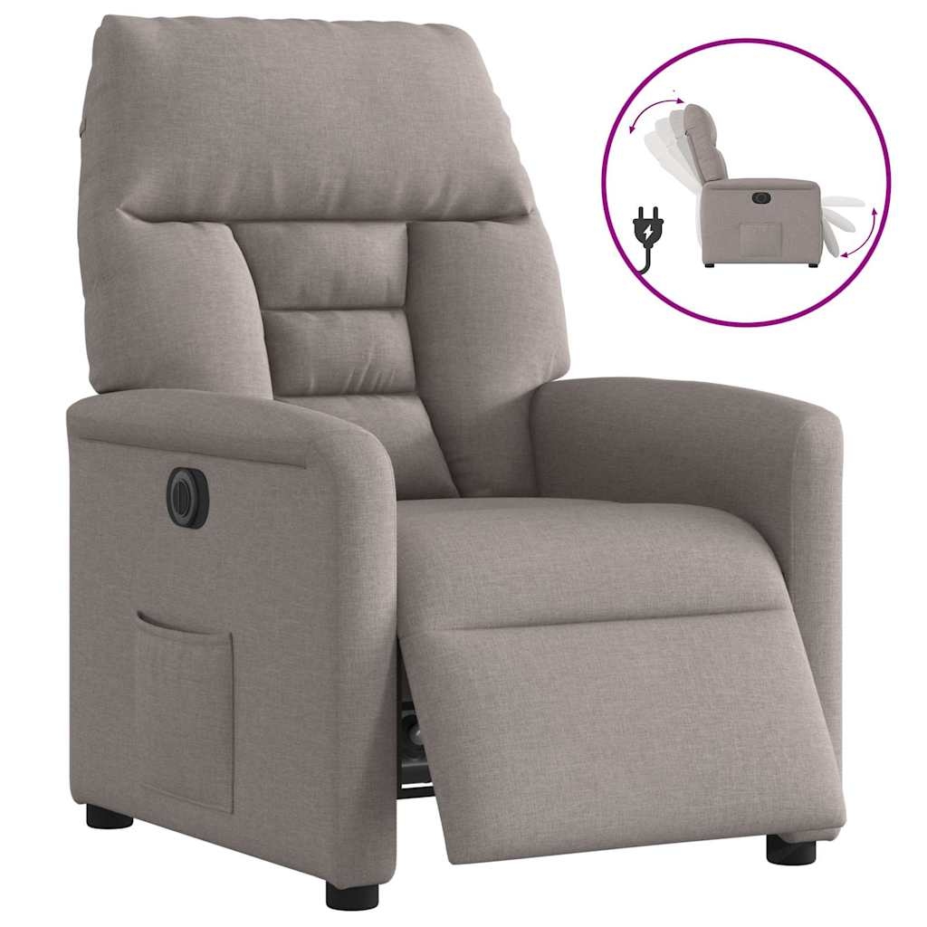 vidaXL Relaxsessel Elektrisch Taupe Stoff Image