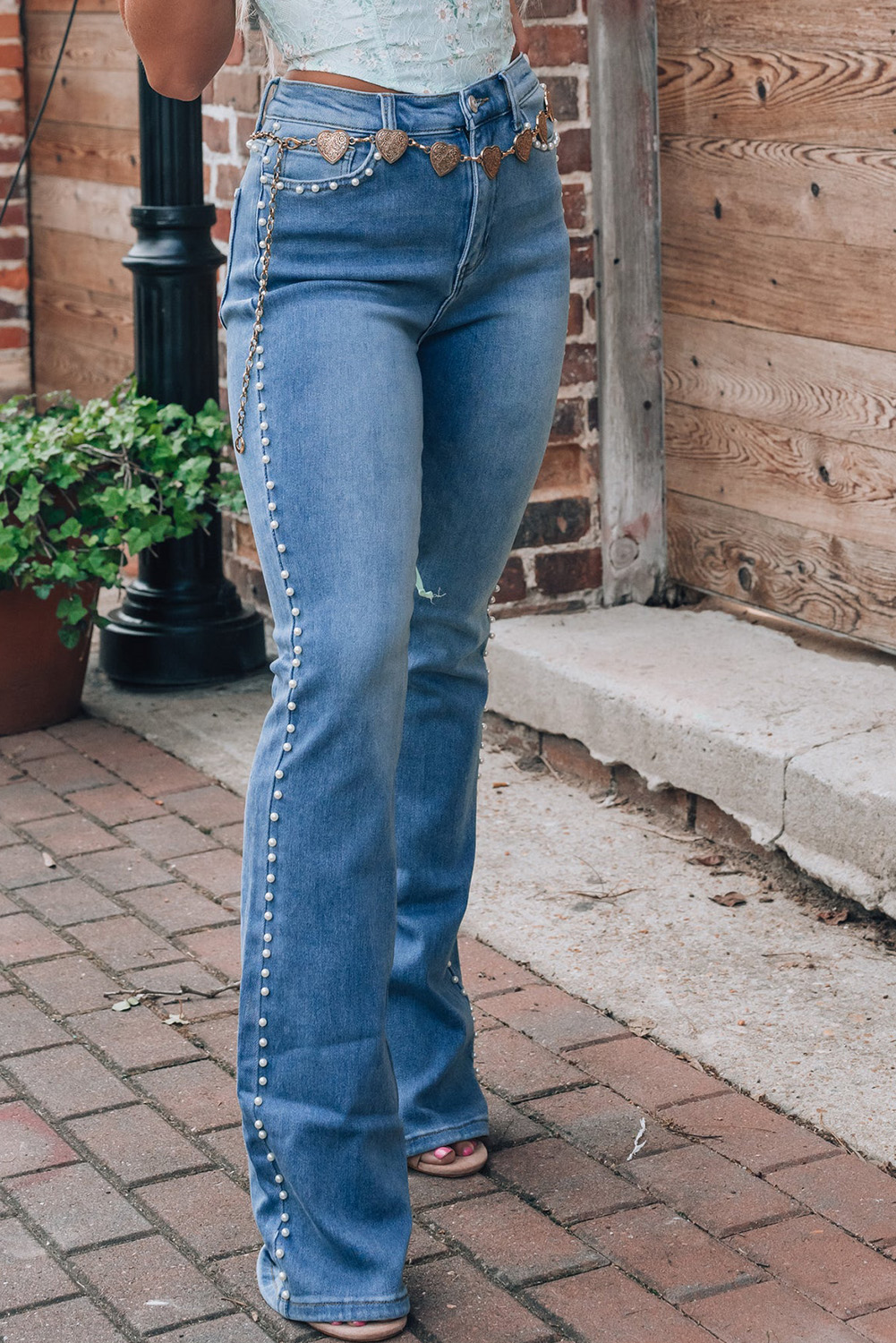 Perlen-Seitentaschen-Jeans Bootcut Image