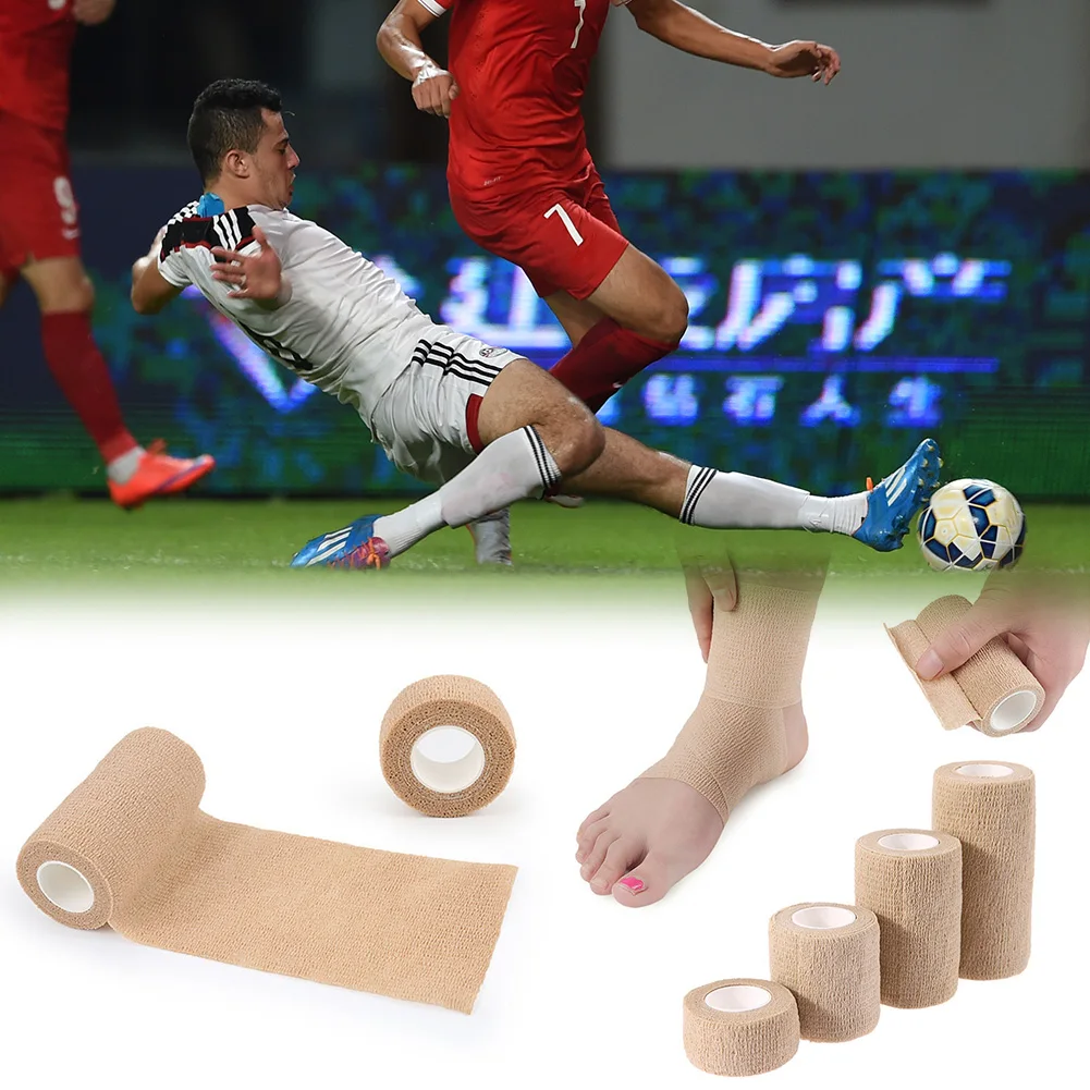 5 Stück 2,5/5/7,5/10 cm selbstklebende elastische Bandage, kohäsives Vliesband, Einwegband für Sport, Befestigung, Finger, Handgelenk, Bein Image