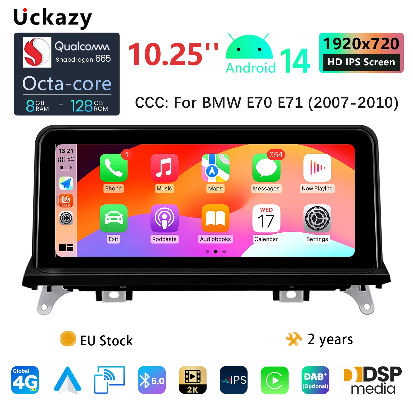 Android 14 Snapdragon 665 Auto Multimedia Für BMW X5 E70 X6 E71 CCC CIC 2007-2013 Auto radio-Player Bildschirm GPS Navigation Carplay Image