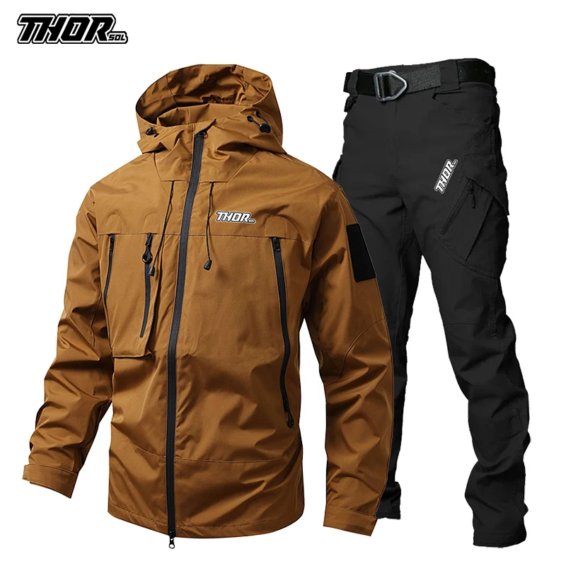 THORSOL Radfahren Kleidung Set Wasserdichte Motorräder Jacke Mountainbike Windjacke Fahrrad Hose Traje Ciclismo Hombre Invierno Image