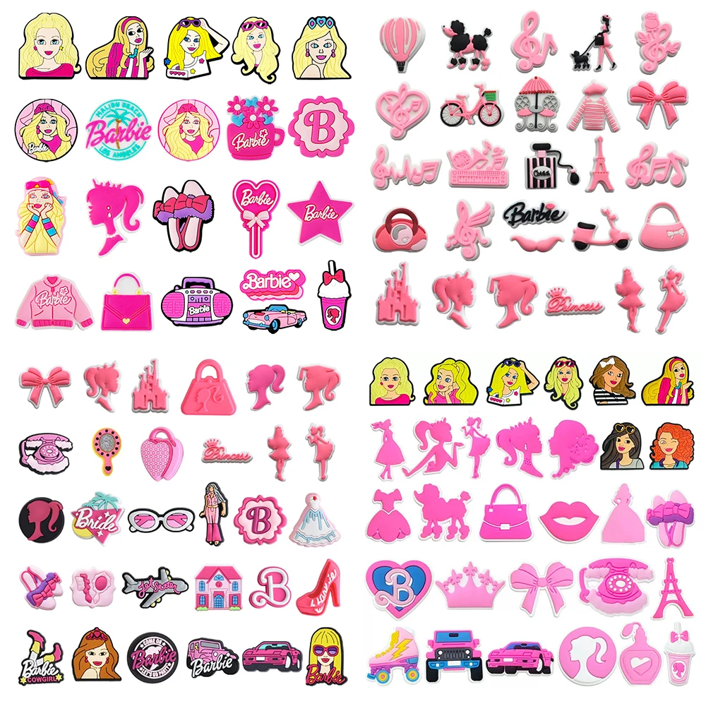21/27/30 Stück MINISO Barbie Mädchen Schuhanhänger Rosa Serie Schuhe Schnalle Dekorationen Passend für Clog Sandale Zubehör Mädchen Geburtstagsgeschenke