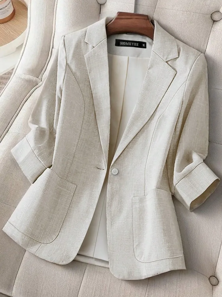 Frauen Herbst Büro Schlank Blazer Plus Größe Single Button Taschen Blazer Beige Aprikose Winter Mode Pendler Einfache Casual Blazer