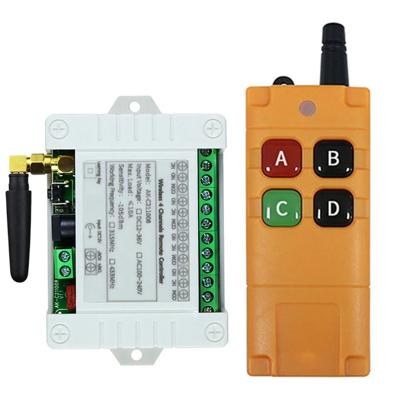 433 MHz Universal Wireless Fernbedienung DC12V 24 V 36 V 4CH Relais Radio Controller Empfänger Modul RF Schalter & Tor Garage Opener Image