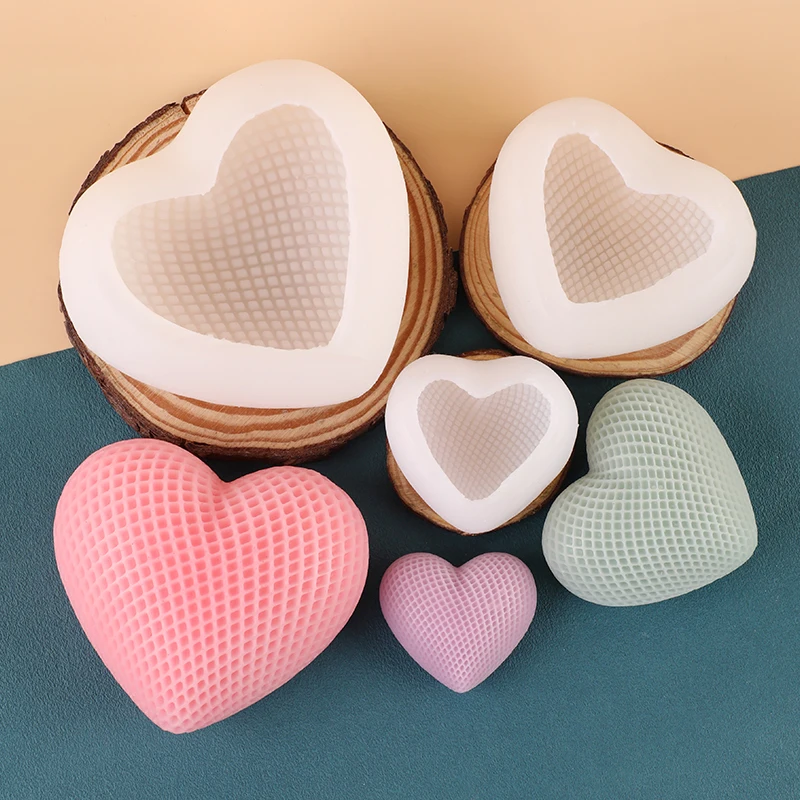 1 Stück, große, mittlere und kleine herzförmige Duftkerze, Silikonform, Gips-Handseife, DIY-Back- und Kuchendekoration Image