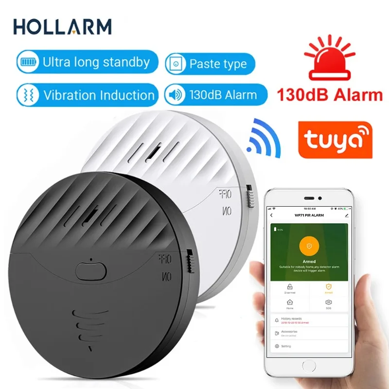 Camluxy Tuya WiFi-Fensteralarm, Glasbruchsensor, Alarm, 130 dB, Diebstahlschutz, Vibrationsdetektor, Alarm für die Sicherheit von Haustür und Fenstern