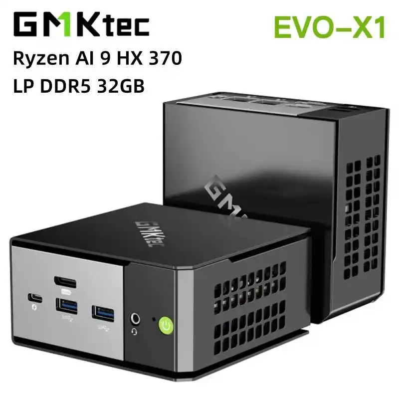 GMKtec EVO-X1 Ryzen Al 9 HX 370 MINI PC Radeon 890M LPDDR5 7500Mhz 32GB/64GB 1TB WIFI6 BT5.2 2.5G USB4.0 Desktop Gamer Computer