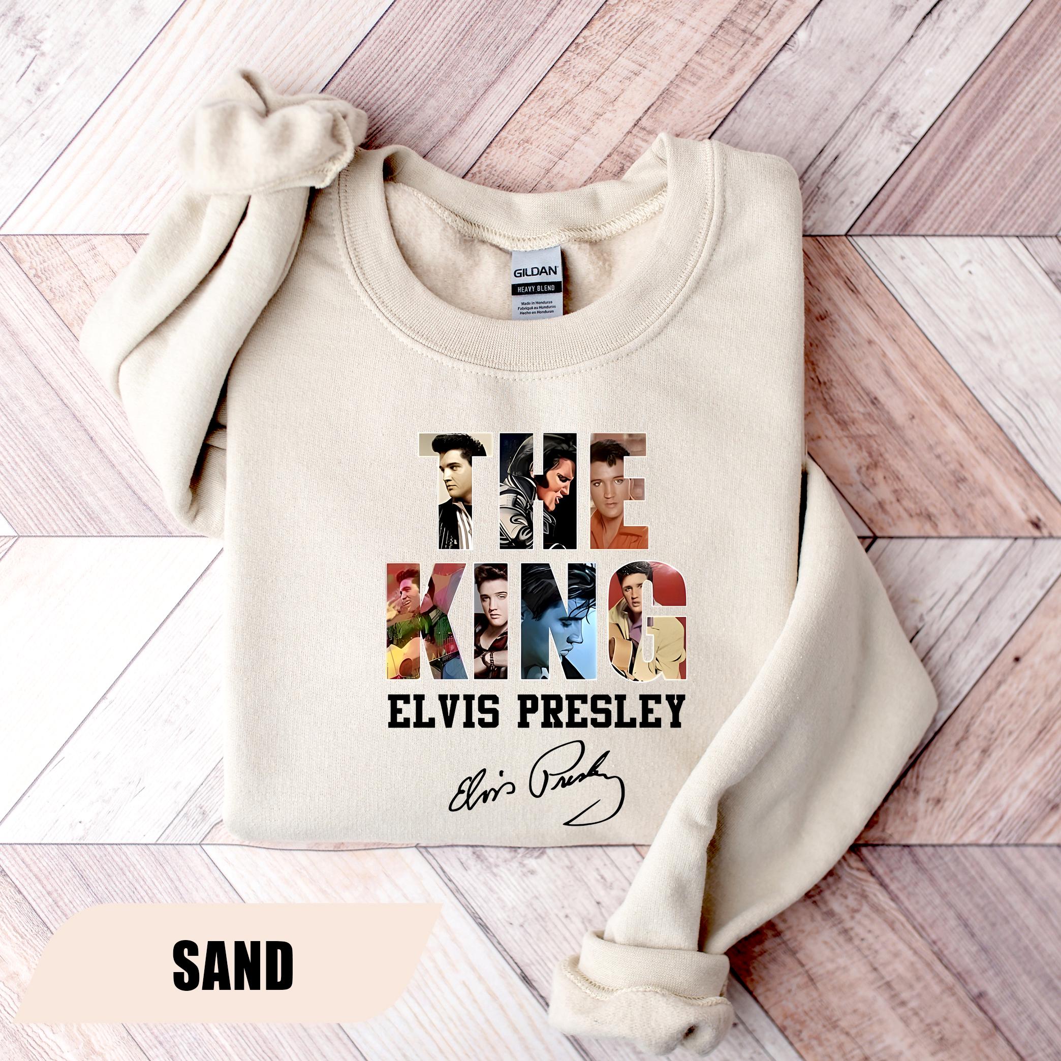 Felpa Elvis Presley The King, Felpa con cappuccio King Of Rock, Merchandising Elvis Presley, Regalo Elvis Presley, Fan di Elvis Presley, Felpa girocol