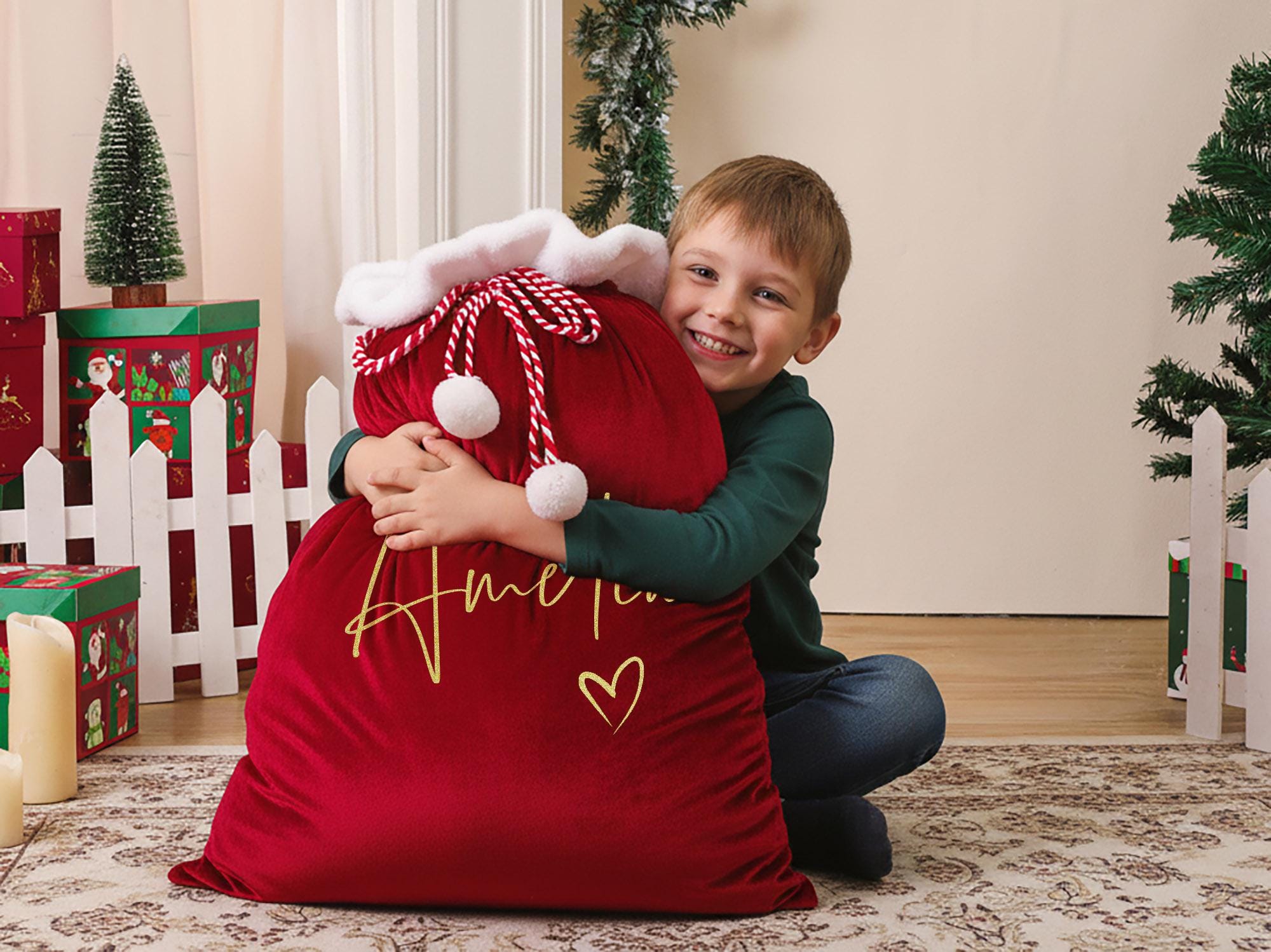 Sacco di Babbo Natale grande personalizzato per la famiglia, sacco di Babbo Natale, sacco di Natale con nome, sacco regalo di Natale, sacco regalo per