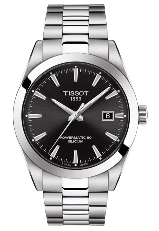 Tissot Gentleman Powermatic 80 Silicium Black Dial Stainless Steel Bracelet Watch 40mm