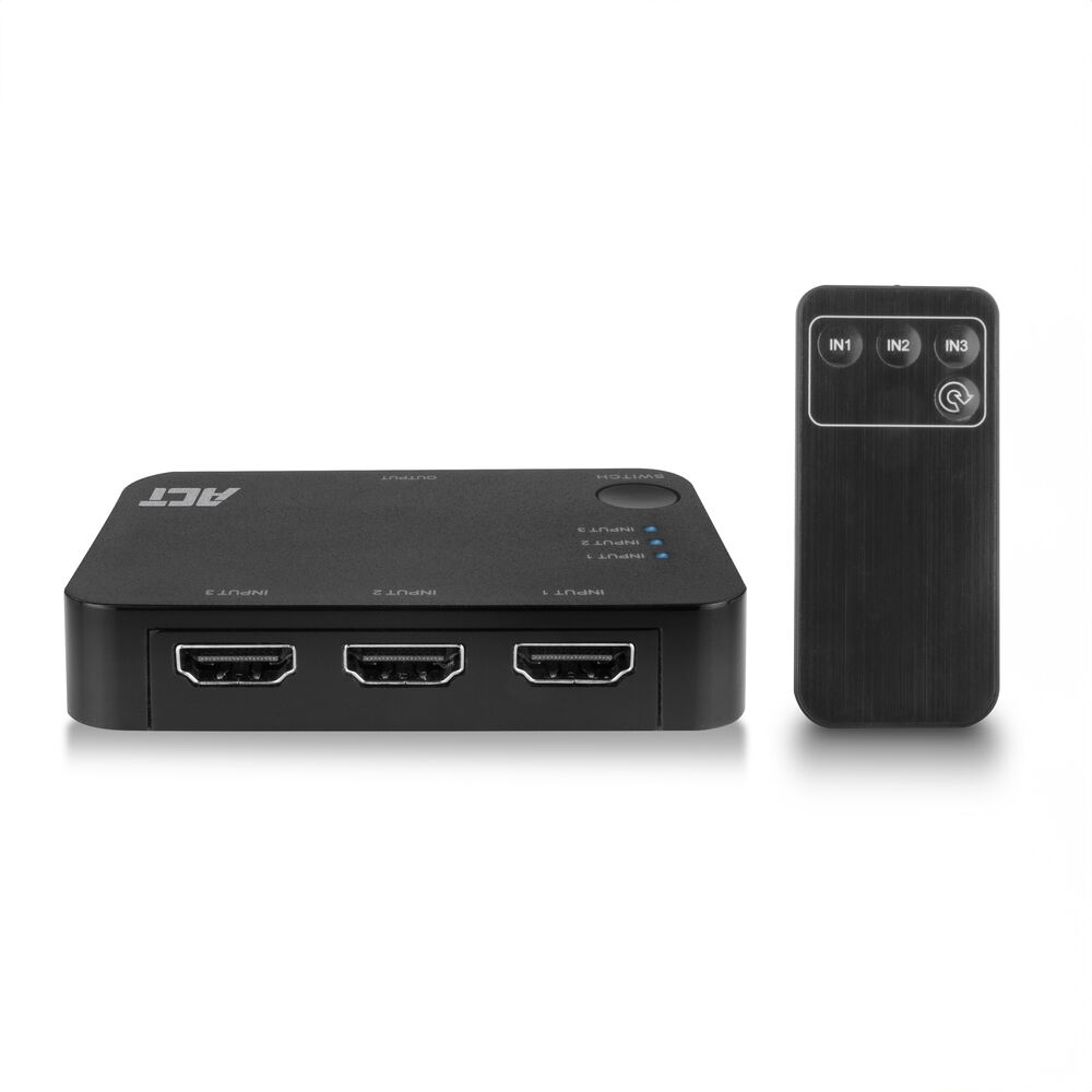 ACT - ACTAC7845 - 4K HDMI-Switch mit 3 Anschlüssen, Anzeige von 3 HDMI-Quellen auf einem Monitor Image