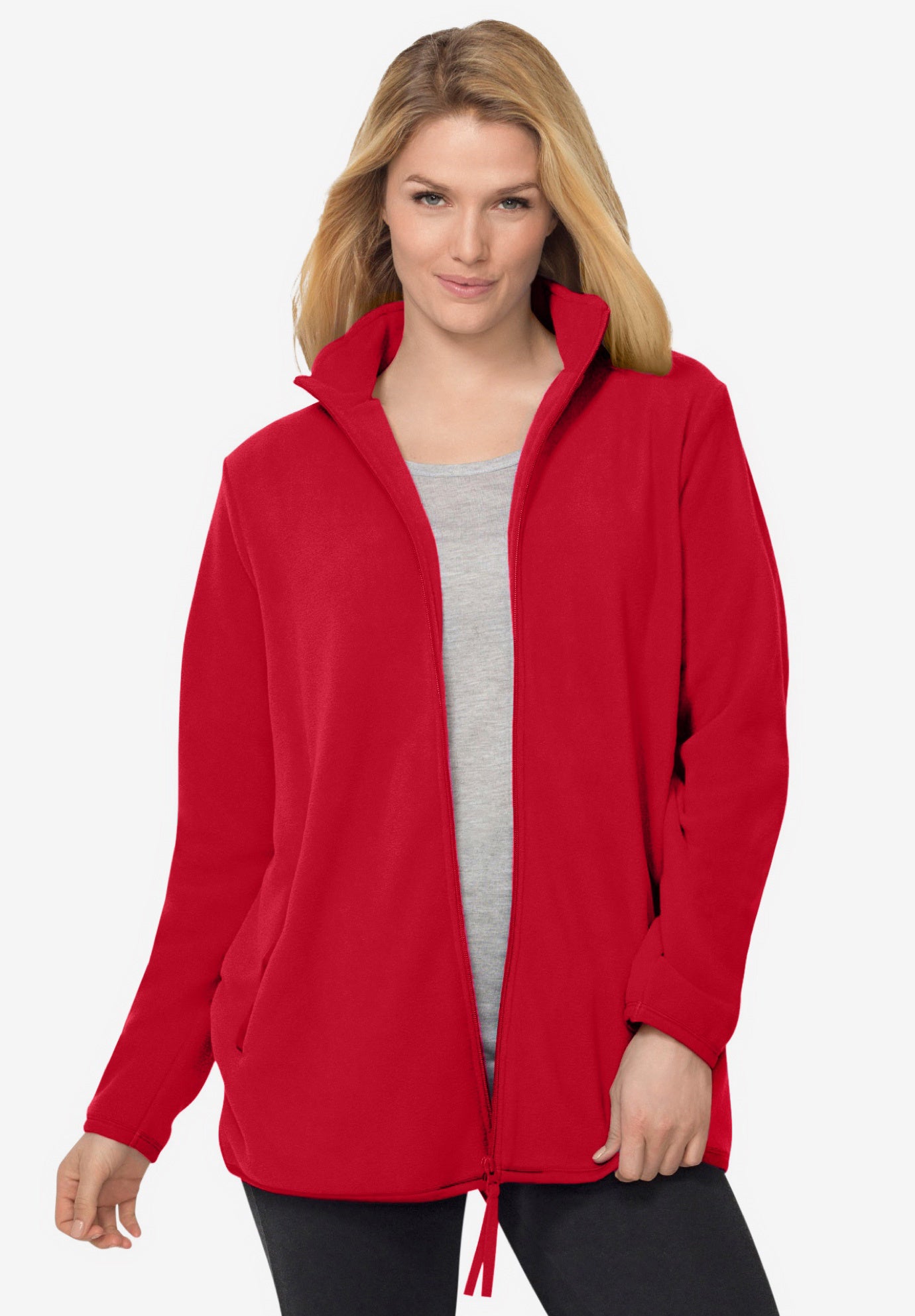 Plus Size Women's Zip-Front Microfleece Jacket by Woman Within in Classic Red (Size 5X)