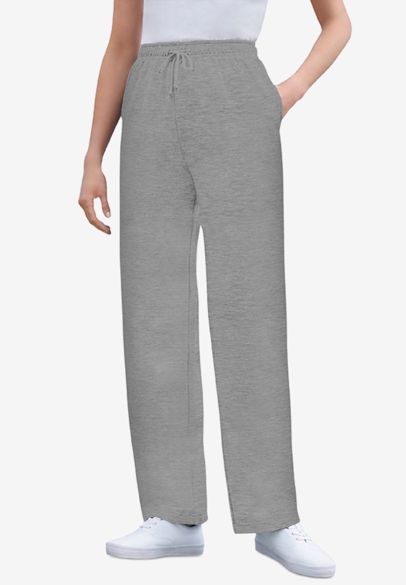 Plus Size Women's Better-Fleece Pull-On Drawstring Sweatpants by Woman Within in Medium Heather Grey (Size 5X)
