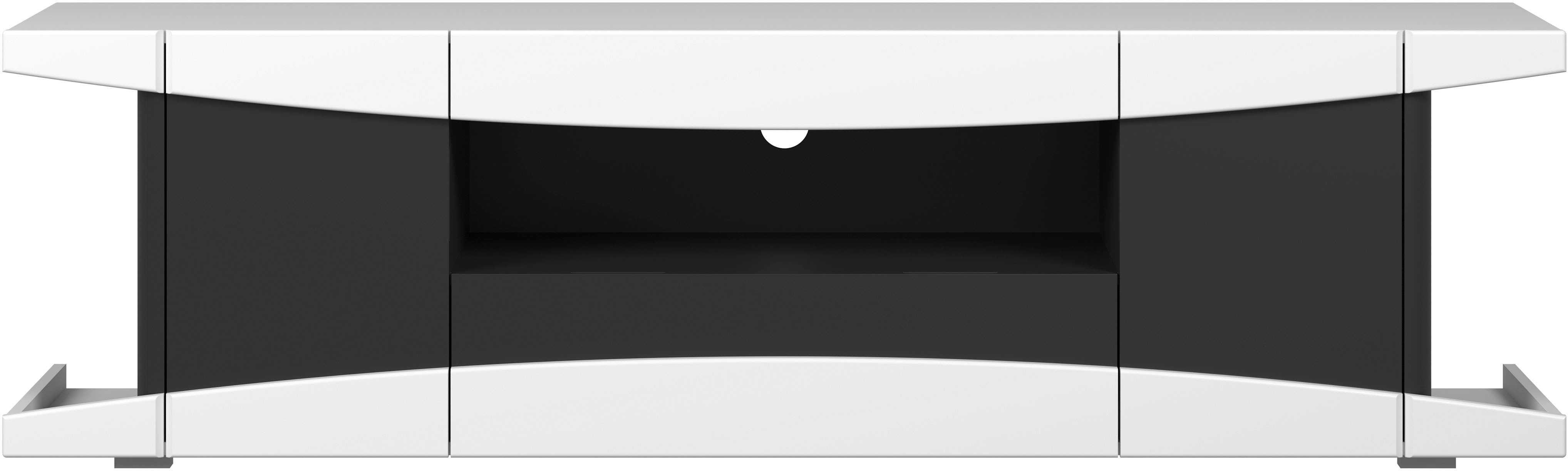 Lowboard INOSIGN "NextLevel speziell geeignet für Spielekonsolen", weiß, schwarz matt lack, B:180cm H:52cm T:42cm, Holzwerkstoff, Sideboards, Lowboard, Gaming-Lowboard wahlweise mit Beleuchtung - (B/T/H) 180/42/52 cm