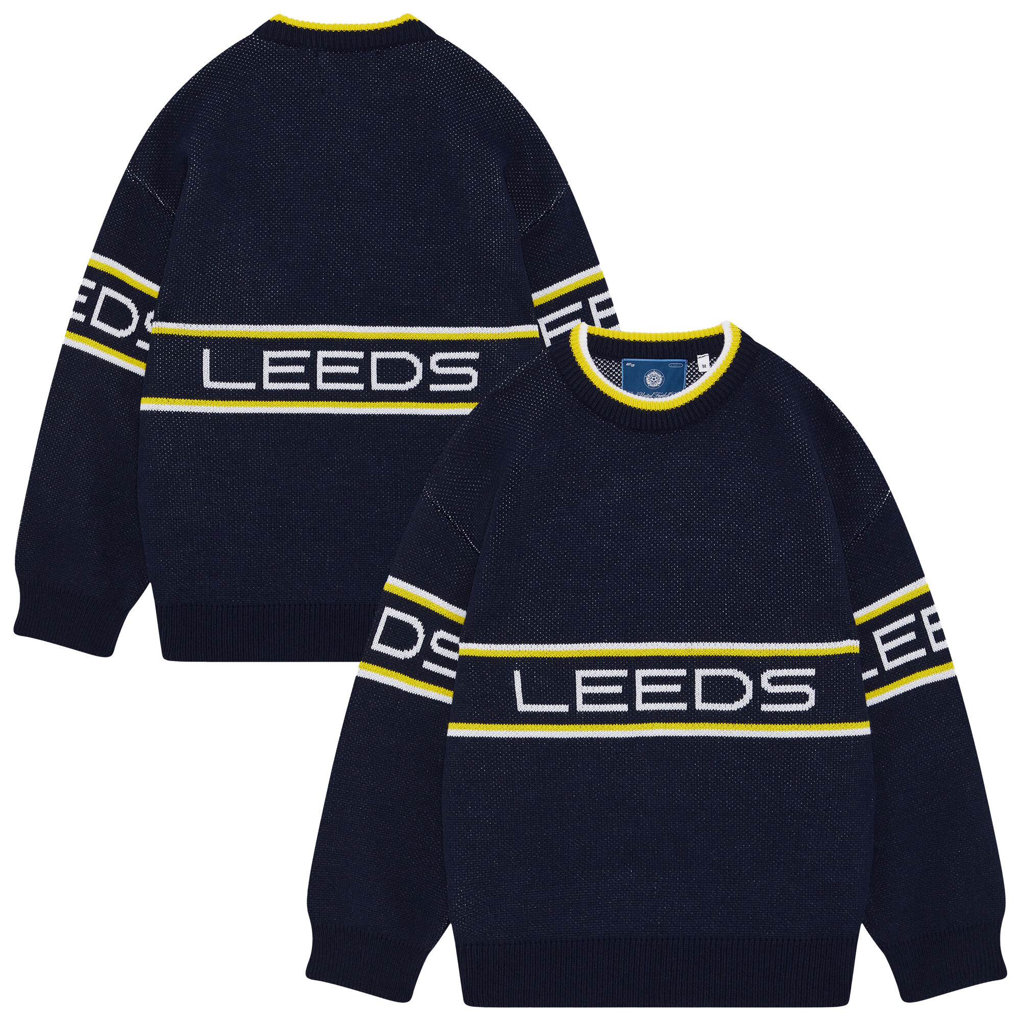Leeds United x Art of Football Strickpullover – Marineblau – Unisex Image