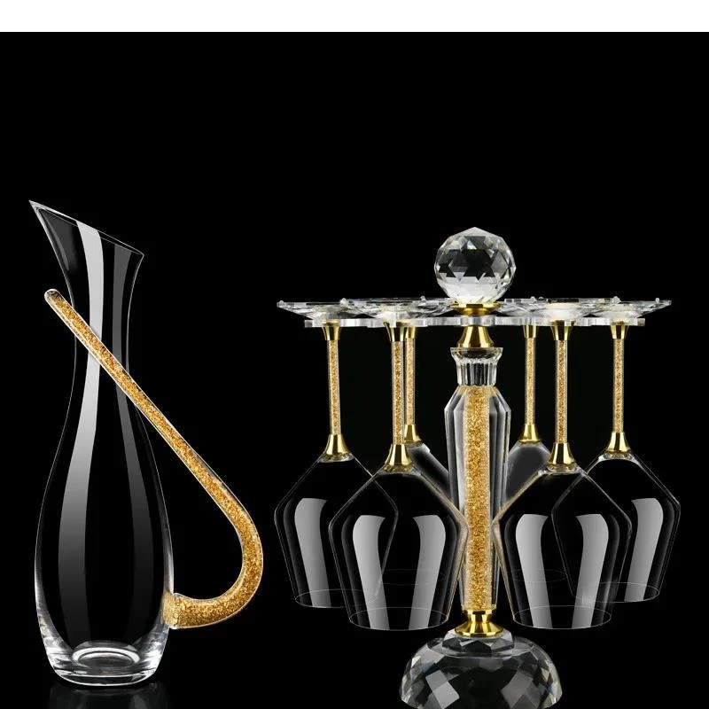 Nordic Light Luxus Goldfolie Kristallglas Kelch und Dekanter Set Familie Party Bar Wein Champagner Cocktail Image