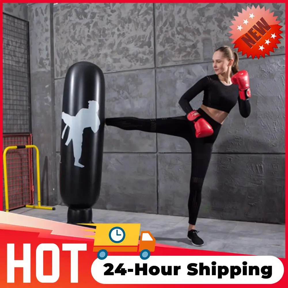 Inflatable Boxing Sandbags Punching Bag 160cm Boxing Column Karate Taekwondo Training Props Inflatable Boxing Bag Gift for Boys