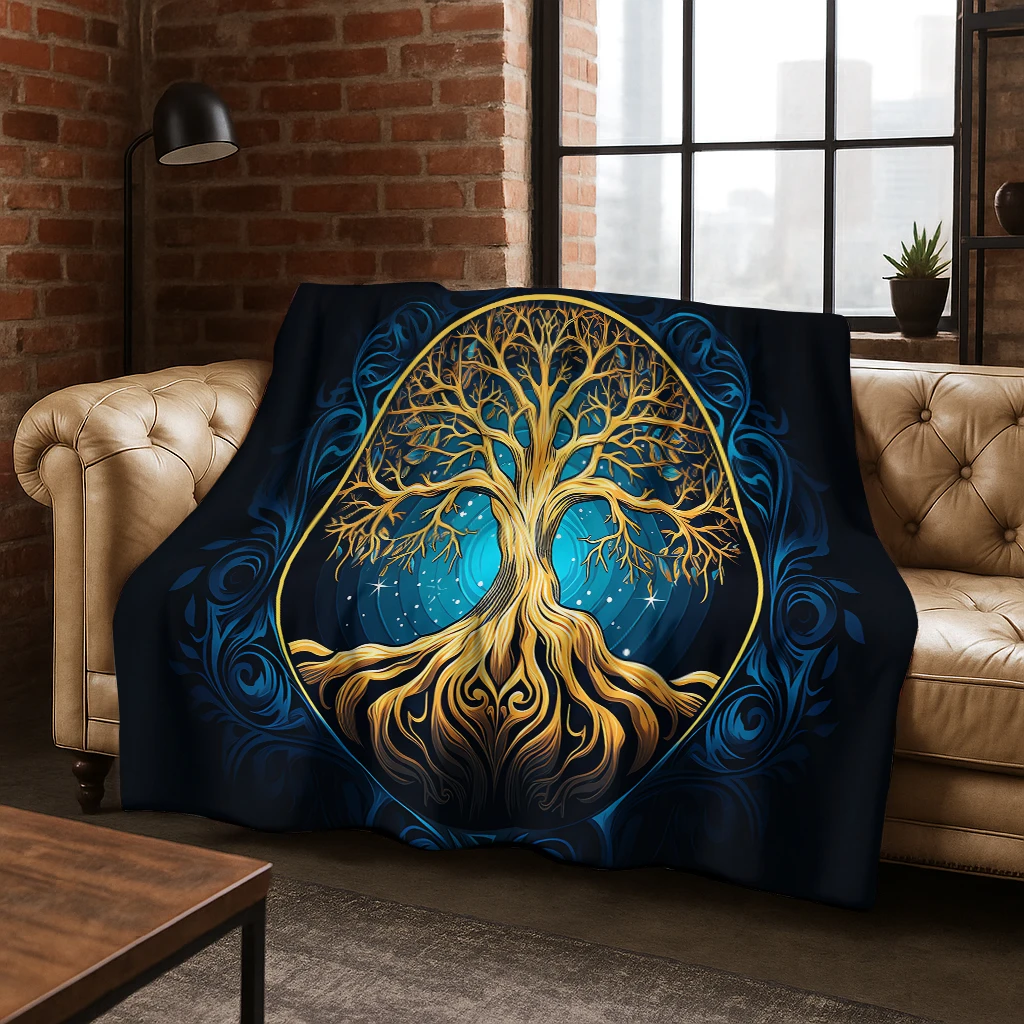 Nature Viking Yggdrasil Flanelldecke mit nordischem Baum des Lebens, weiche warme Decke für Schlafzimmer, Wohnzimmer, Reisen, Camping, Picknick Image