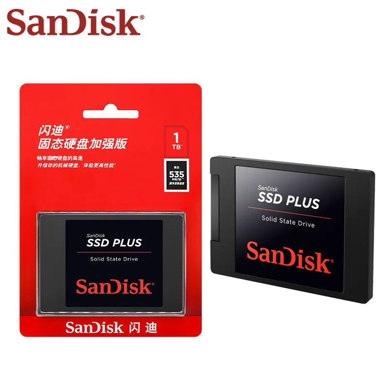 100 % Original Sandisk SSD PLUS 240 GB 480 GB 1 TB 2 TB interne Solid-State-Festplatte High Speed SATA III 2,5 Zoll SSD für Laptop-Desktop-PC Image