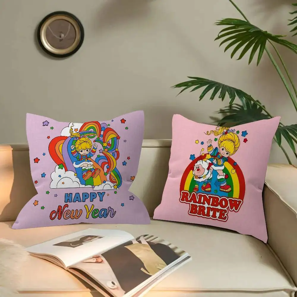 R-Rainbow B-Brite Cartoon Pillow Cover For Bedroom Room And Living Room Sofa Decorative Cushion Cover Image