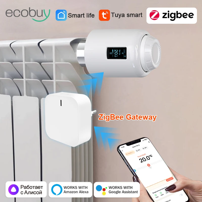 Tuya Zigbee Valvola termostatica per radiatore Smart Home ZigbeeThermostato Valvola per radiatore Zigbee Testa termostatica Google Home Alexa