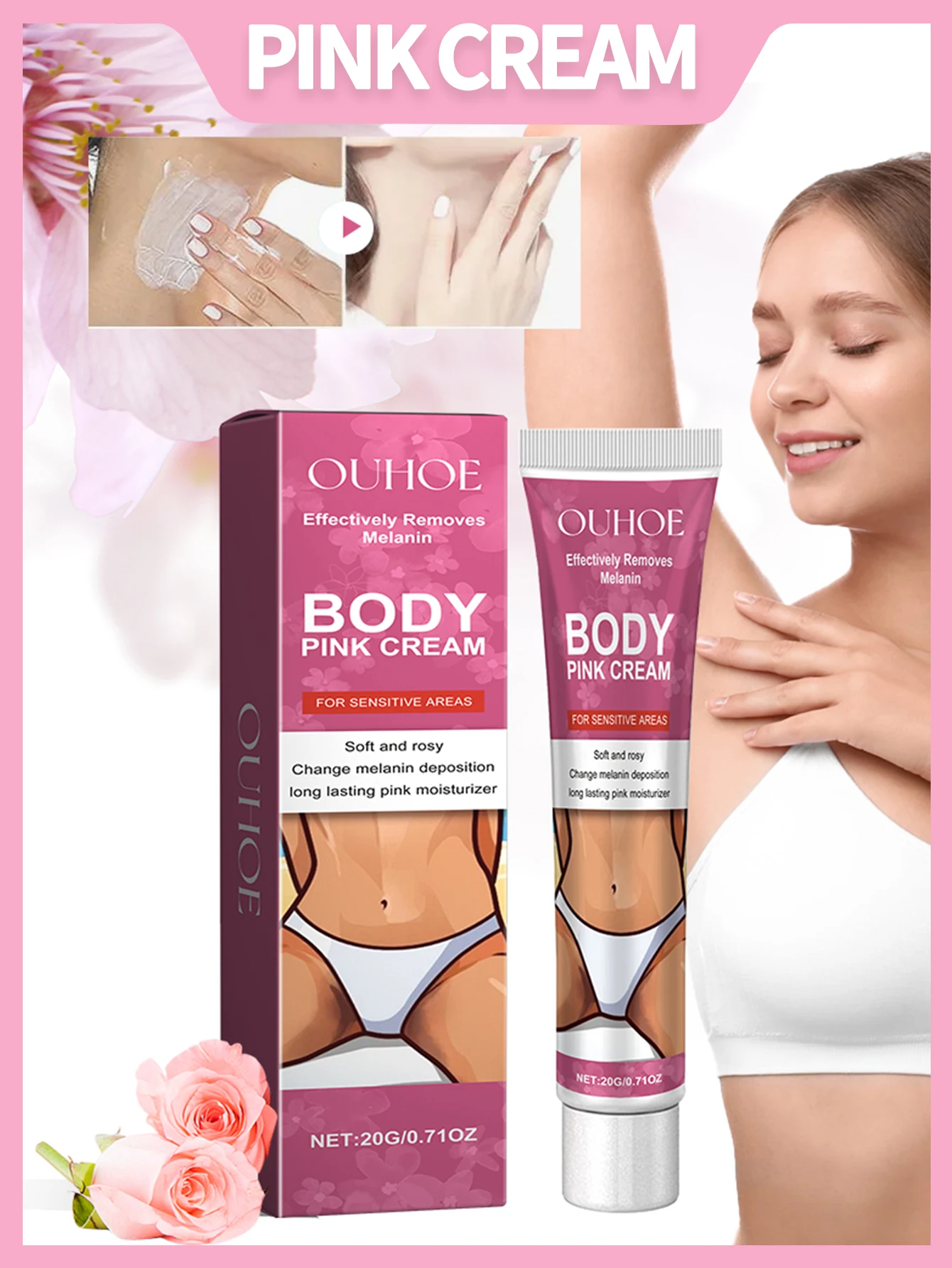 20 g Body Underarm Whitening Cream, Private Part Darkening Body Pink Cream, geeignet für alle Hauttypen Image