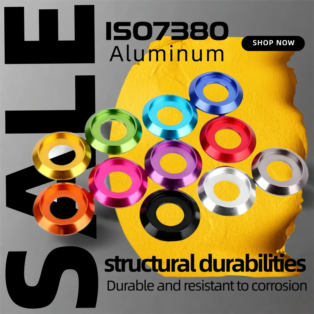 Bunte Aluminium-Tassenkopfscheibe für Halbrundkopfschraube, ISO7380, Kunststoffscheibe M2, M2,5, M3, M4, M5, M6, M8 Image