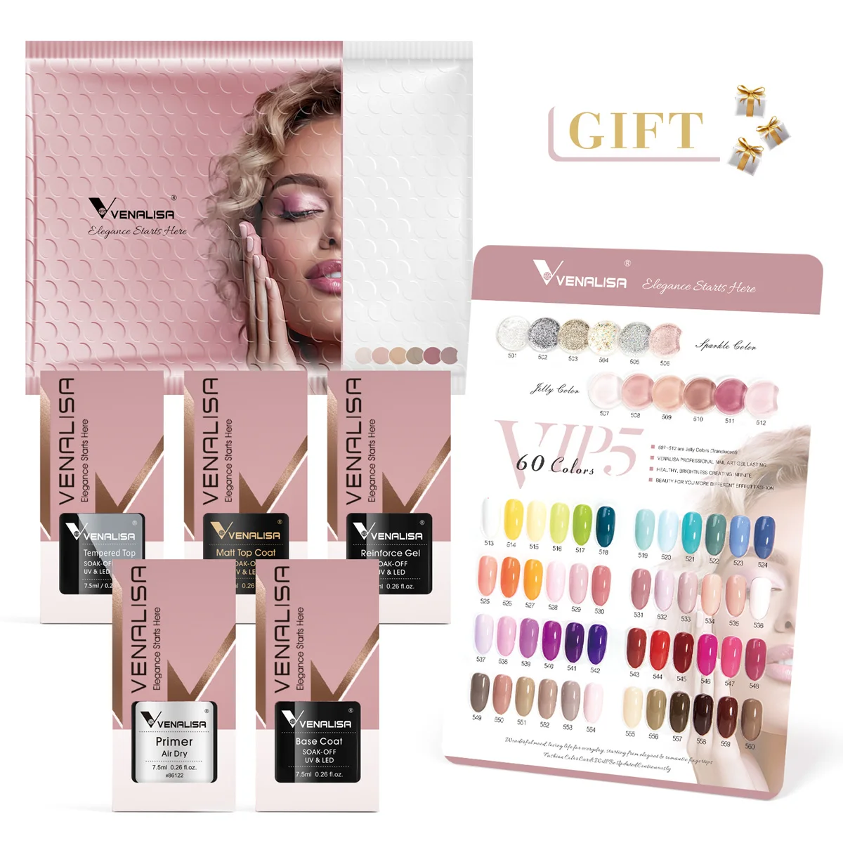 TPO/HEMA FREE VENALISA VIP Kit Nagelgelpoliermittel Markenkoffer Gel Kit Perfektes Pigment Professionelles Nail Art Langlebiges Gel Image