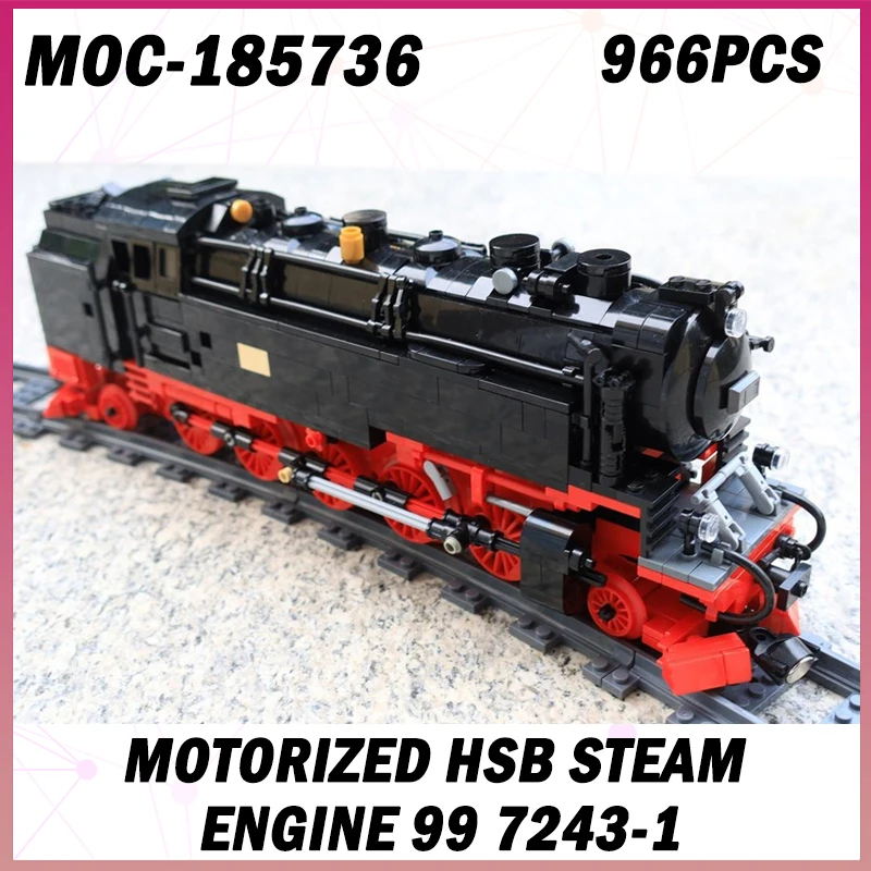 966P MOC-185736 DIY motorisierte HSB Dampfmaschine deutsche Touristenlokomotive Baustein Montage kleine Partikel Ziegel Set Geschenke Image