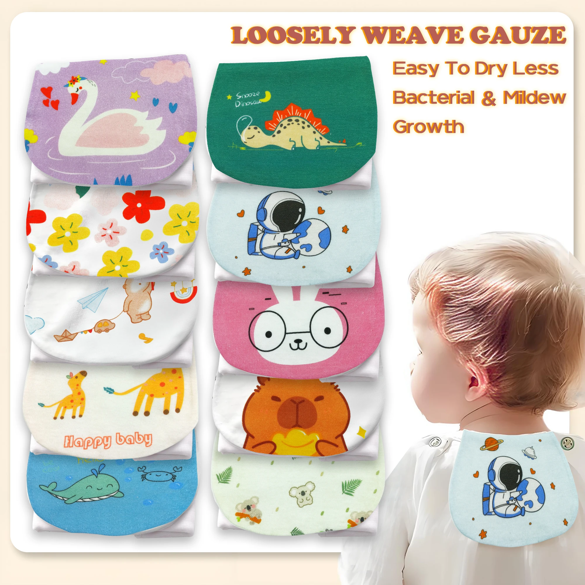 Baby schweißabsorbierendes Handtuch Baby Sommer Baumwollgaze Kindergarten Pad Rückenhandtuch Speicheltuch Cartoon atmungsaktiv schweißabsorbierend