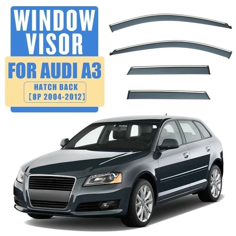 Visière de fenêtre de voiture pour Audi A3 hayon Audi A3 Sportback visière de fenêtre brillance fenêtre latérale déflecteur visière nuances Ventvisor bande