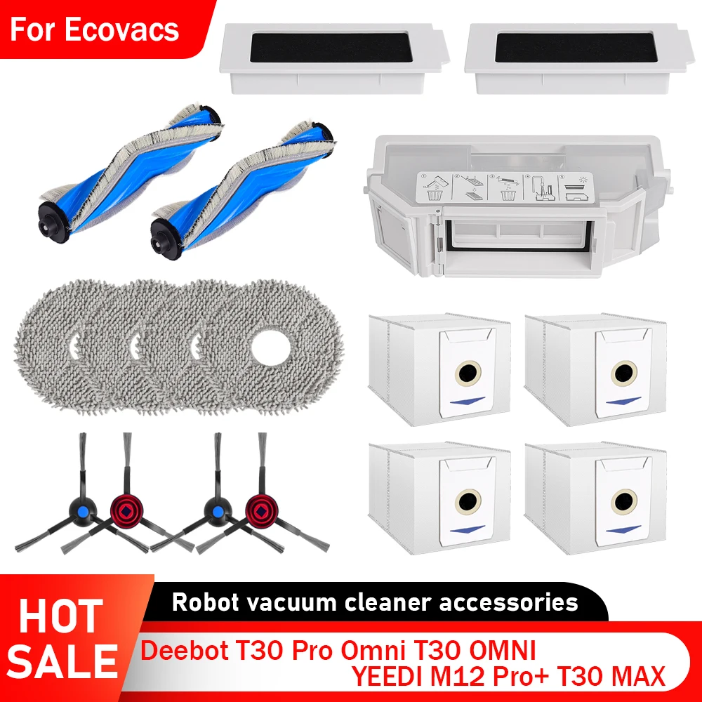 Staub Box Hepa-Filter Staubbeutel Roller Seite Pinsel Mopp Tuch Teile Für Ecovacs Deebot T30 MAX T30 OMNI T30 Pro Omni YEEDI M12 Pro + Image