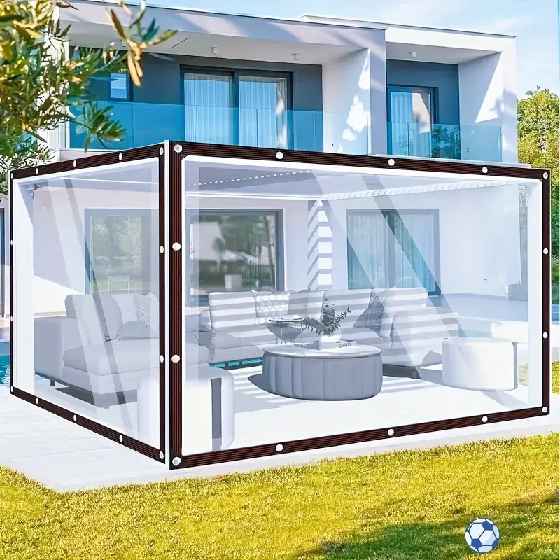 Transparente, geschlossene, wasserdichte PVC-Leinwand, wind- und schneesicher, geeignet für Terrassenpflanzen, Hühnerwurf und Gärten Image