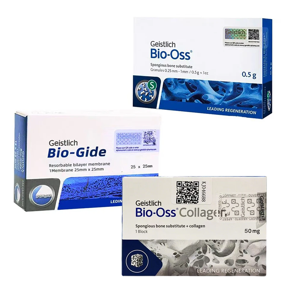 1 Box Geistlich Bio-Oss Bone Powder Dental Restorative Natural Bioactive Bone Graft Collagen Bio-Gide Resorbable GBR Membrane Image