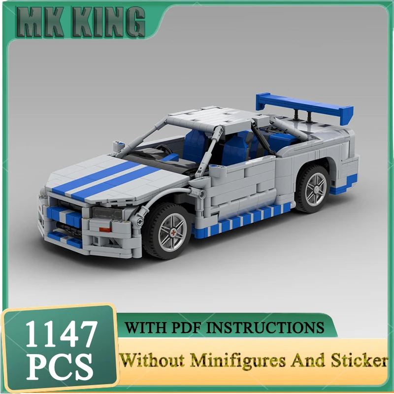 Beliebtes Filmmodell Moc Bausteine Fast 2 1:15 R34 Champion Speed Cars Technologie Modulare Blöcke Geschenke Spielzeug DIY Set Montage Image