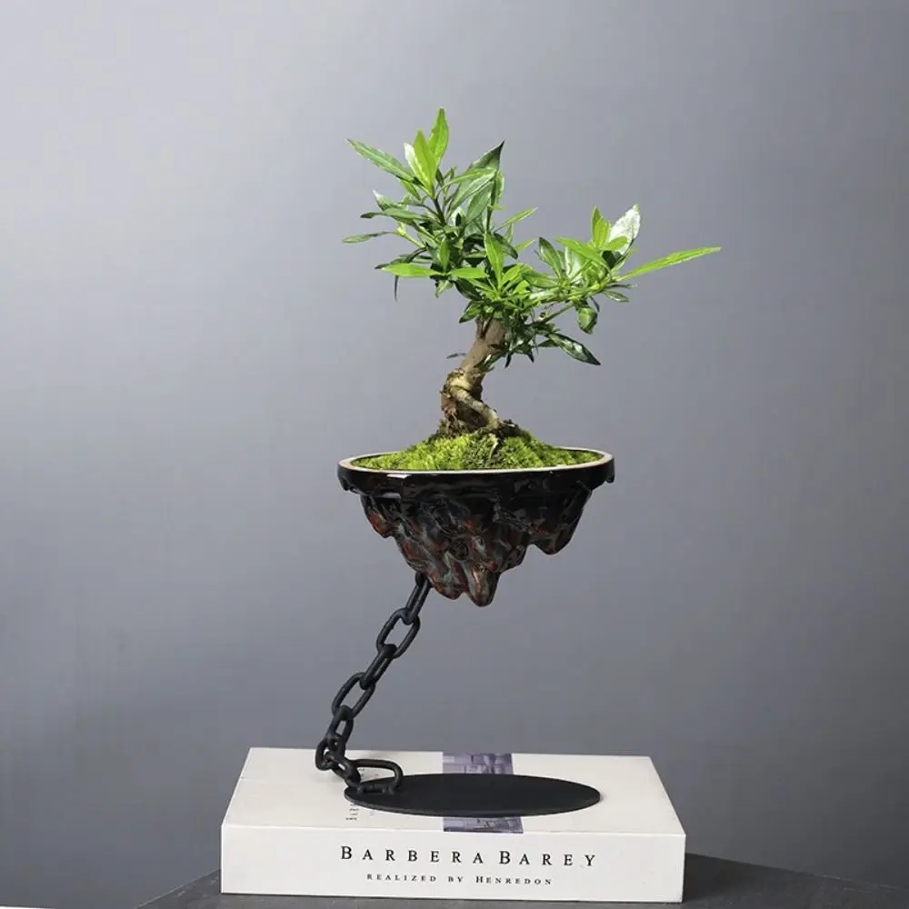 Landschaft Moderne Bonsai Topf Mode Hängen Sukkulenten Pflanzer Topf Eisen Korrosion Widerstand Steingarten Ornament Bonsai Pflanzer Image