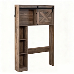 COSTWAY Toilettenschrank mit Schiebetür, Toilettenregal Holz, Badezimmerregal Badezimmerorganisator freistehend Image