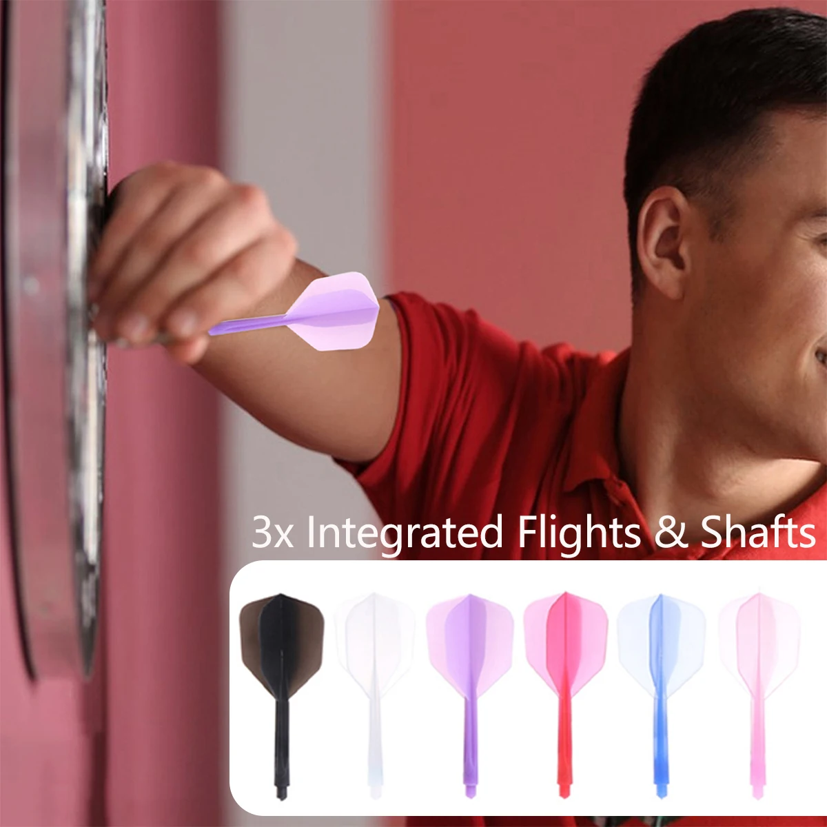 Integrierte Dart-Flights und Wellen, 3 Stück, 2BA Darts-Flights und Wellen, Dart Tail Leaf K Flex, vier gefiederte Flüge für Stahlspitzen Image