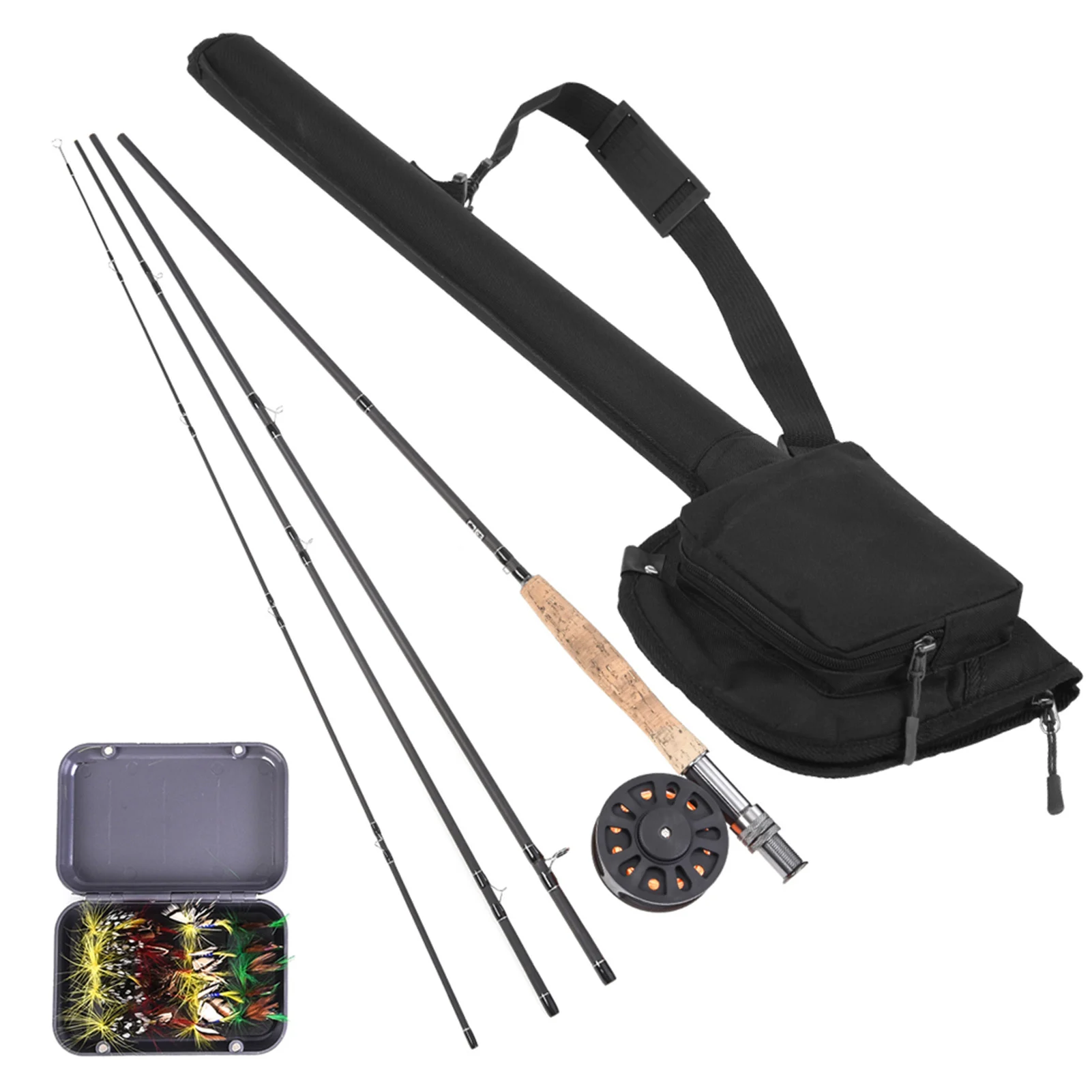 Kit da pesca a mosca Kit canna da pesca a mosca Canna da pesca a mosca da 9 piedi e mulinello combinato con borsa per il trasporto Pacchetto completo di avviamento Kit da pesca a mosca