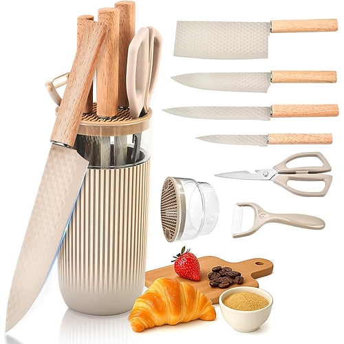set di coltelli set di coltelli da cucina da 7 pezzi con coltelli da chef e da carne affilati set di coltelli multiuso antiruggine per cucina set di coltelli da cucina blu