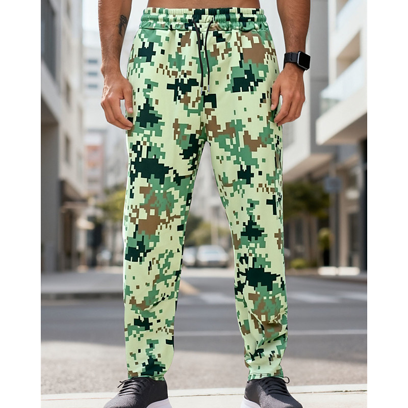 Men's Cargo Pants Trousers Camo Pants Drawstring Pocket Elastic Waist Camouflage Comfort Sports Outdoor Daily Fashion Casual Blue Army Green Micro-elastic