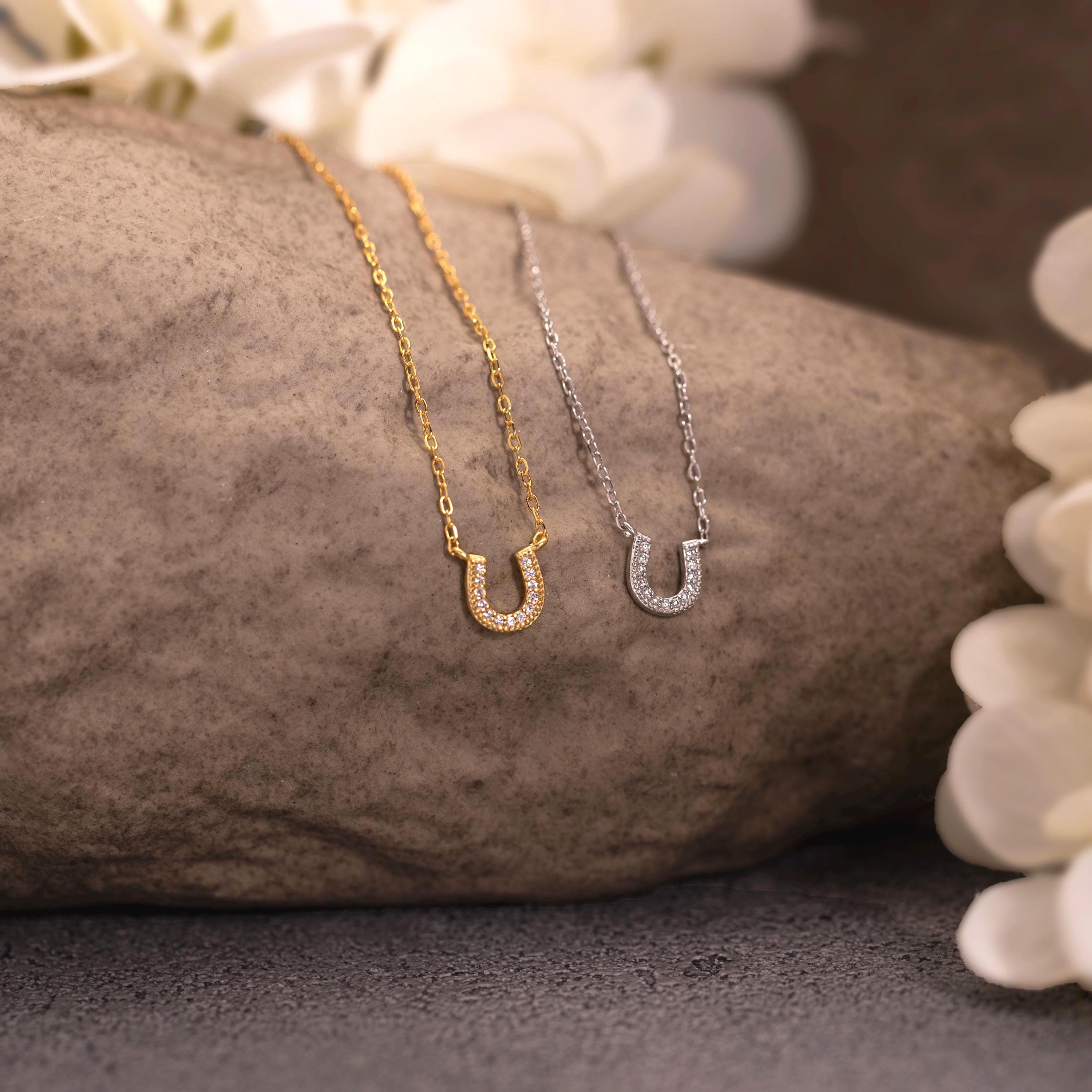 Collana a ferro di cavallo delicata, collana portafortuna minimalista, collana a ferro di cavallo in argento sterling 925, collana a ferro di cavallo