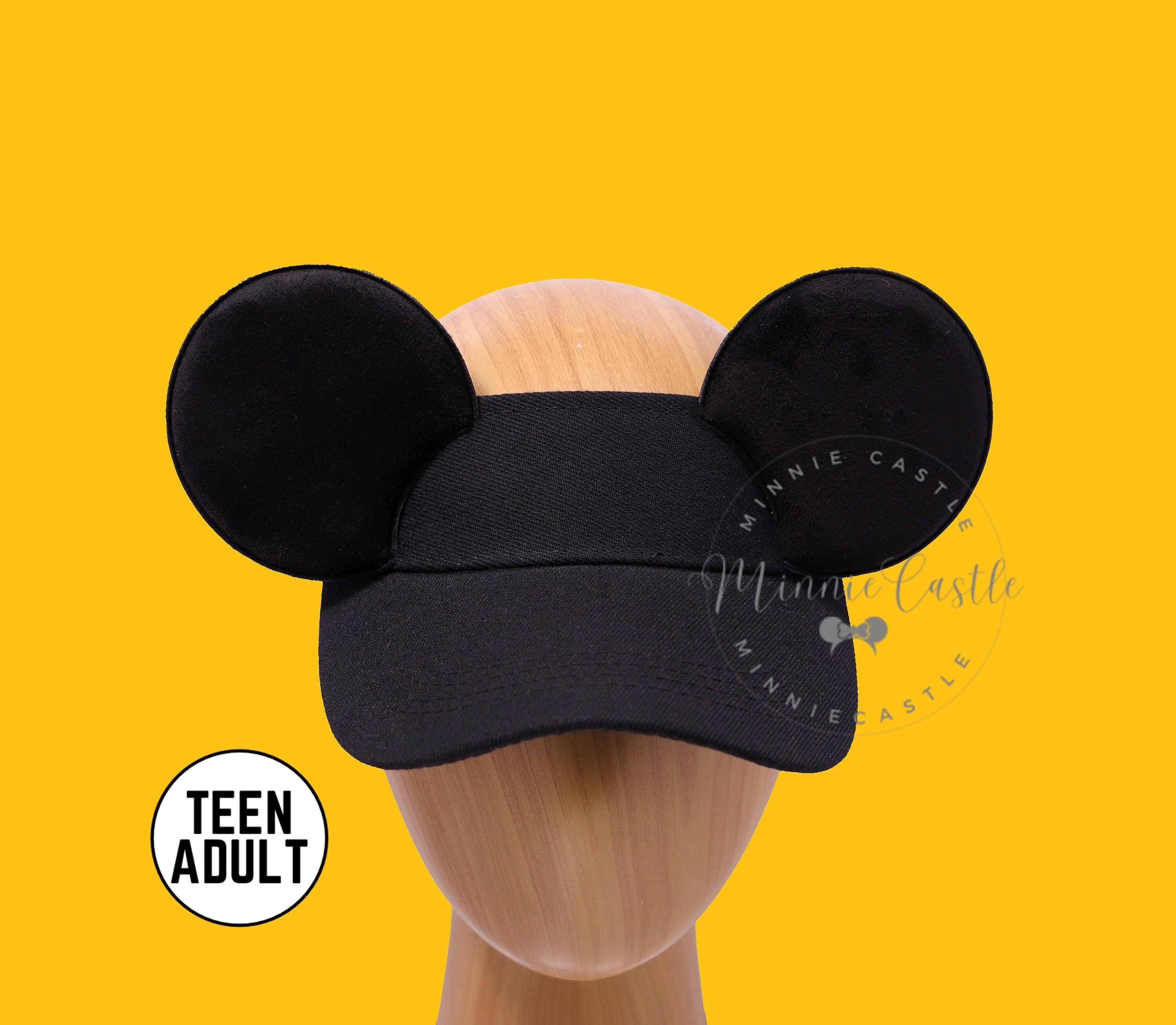 Visiera di Topolino, Orecchie di Topolino, Visiera con orecchie di Topolino per bambino, Cappello con orecchie di Topolino per uomo, Visiera nera di T