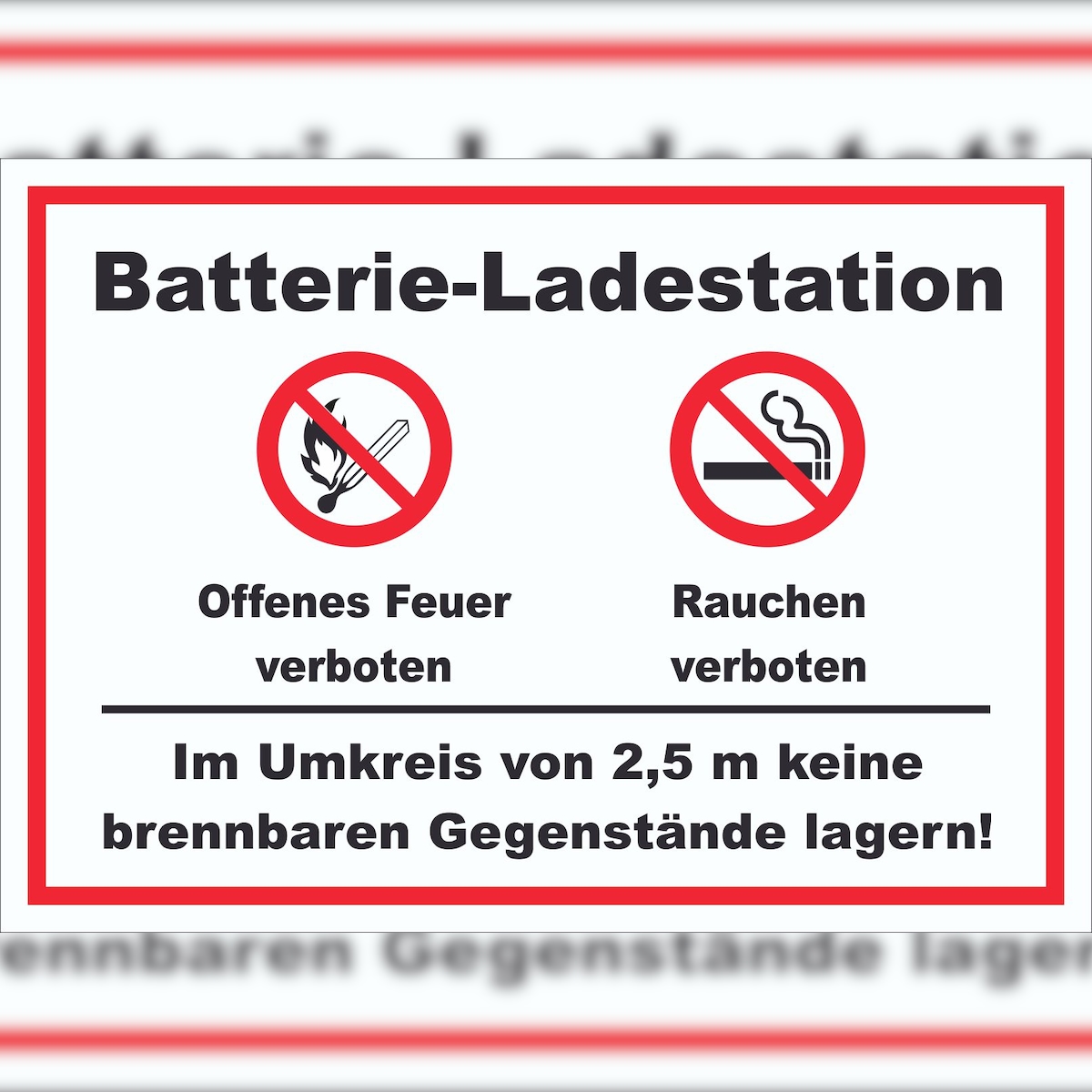 HB-Druck Batterie Ladestation offenes Feuer und rauchen verboten Schild A4 (210x297mm) Image