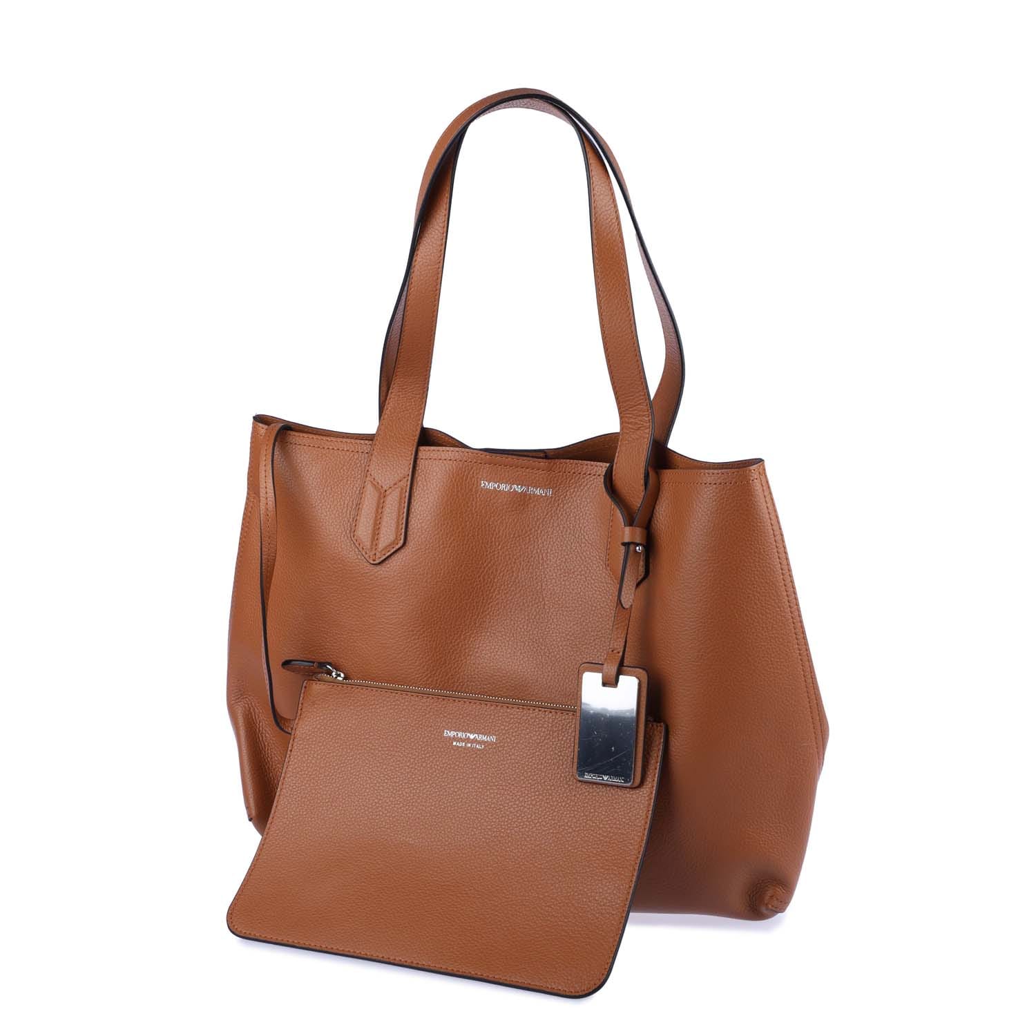 Emporio Armani Womens Accessories Leather Shopper Bag in Brown - One Size | Emporio Armani Sale | Discount Designer Brands