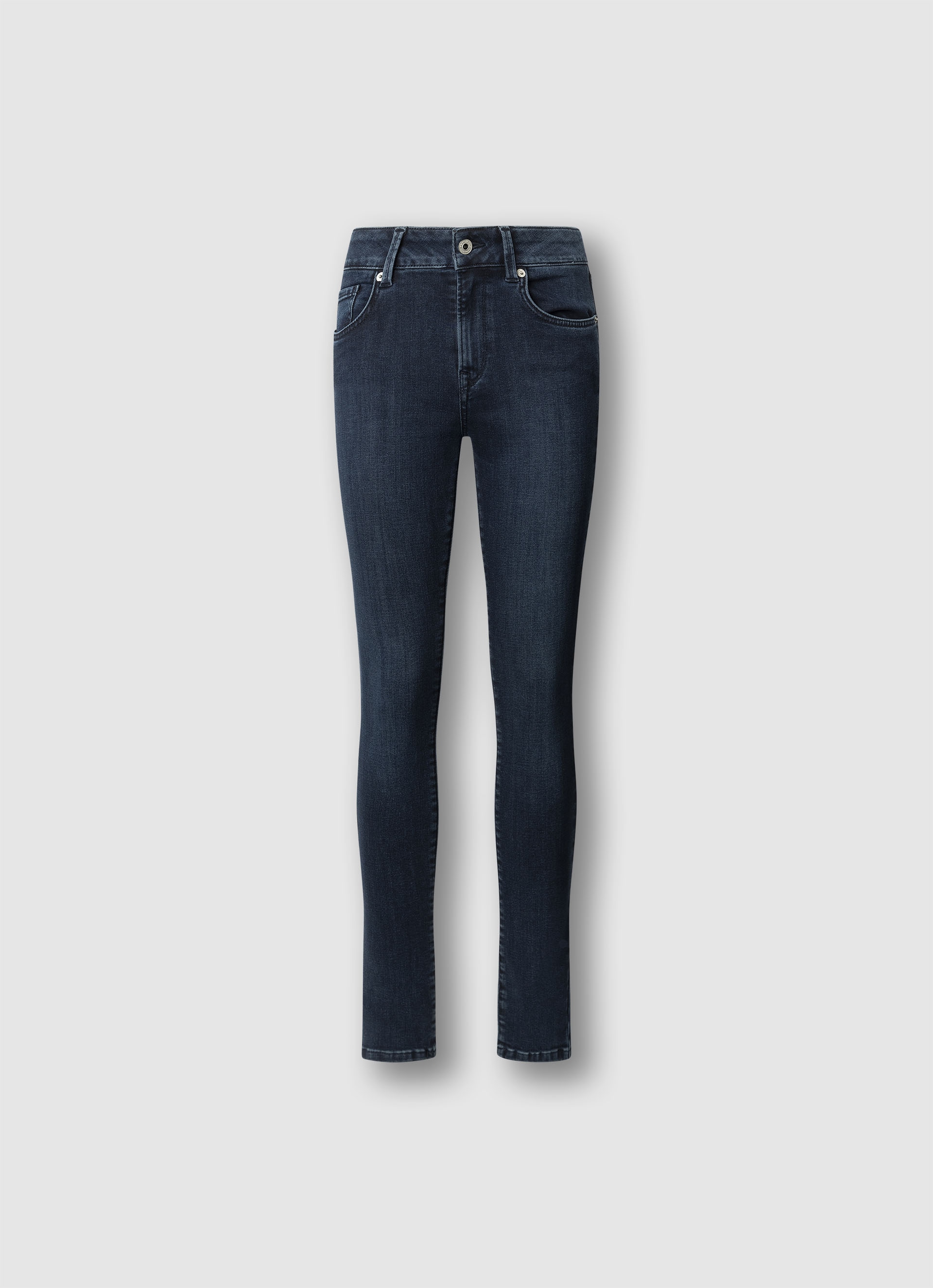 Skinny-fit-Jeans PEPE JEANS "SKINNY JEANS MW", Damen, Gr. 31, Länge 30, tiefblau, Denim/Jeans, Obermaterial: 84% Baumwolle, 15% Polyester, 1% Elasthan, skinny fit lang, Jeans, in verschiedenen Waschungen