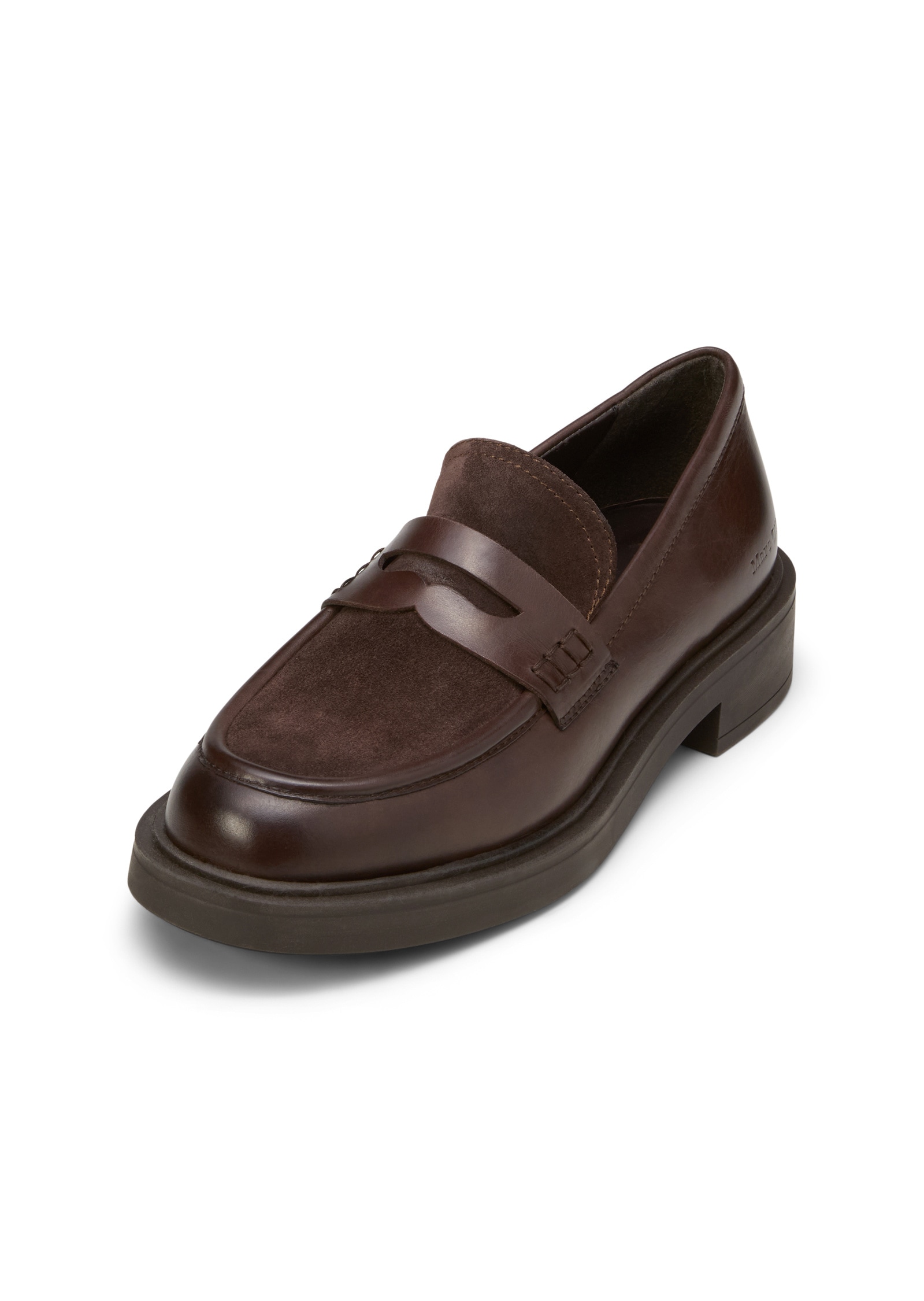 Loafer MARC O'POLO "aus Leder-Mix: glatt und Velours", Damen, Gr. 41, schwarz braun, Obermaterial: 100% Leder (Rind), unifarben, Schuhe Loafer