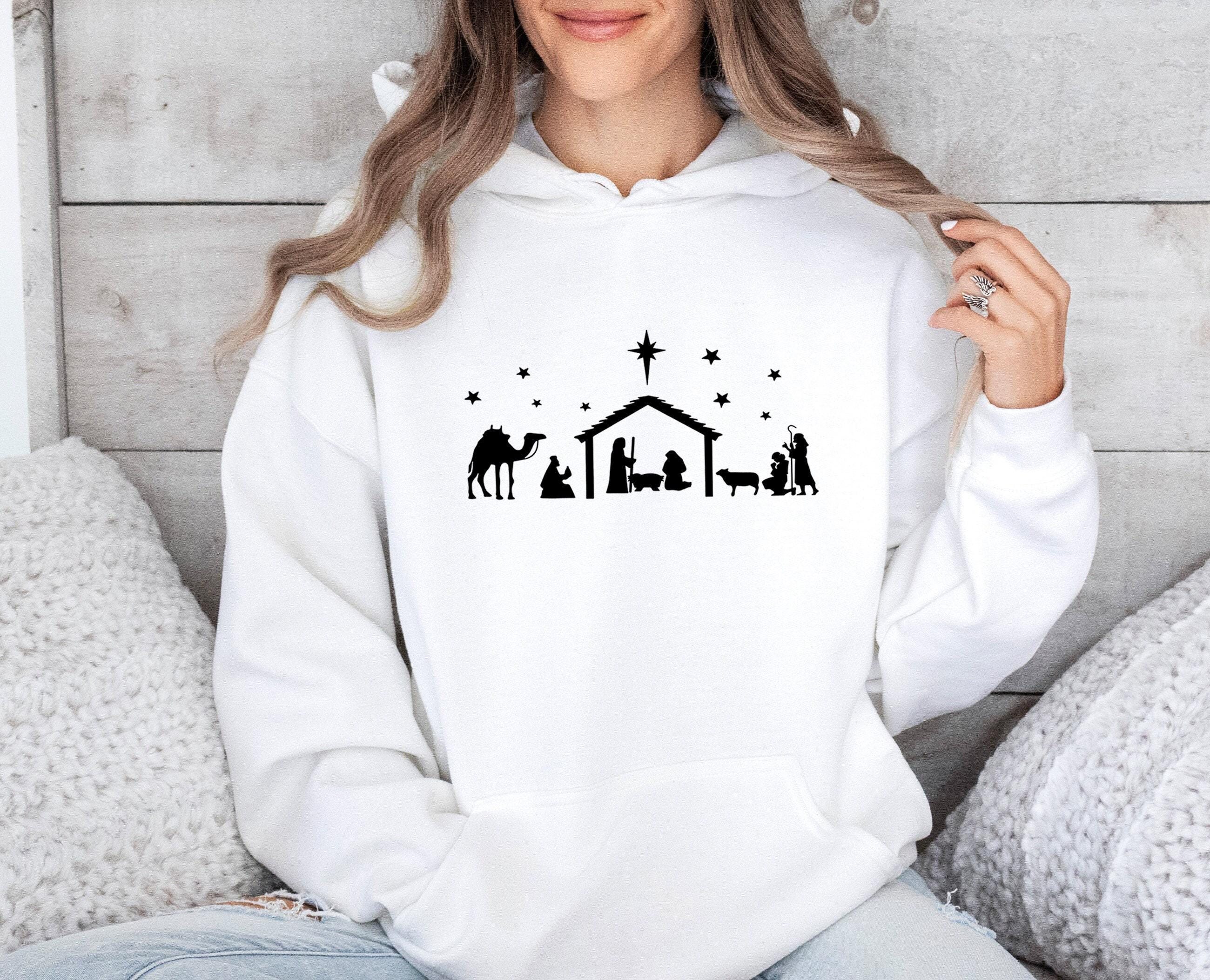 Jesus Krippe Pullover, Religion True Story Hoodie, Heilige Nacht Pullover, Xmas True Story Top, Christliche Krippe Hoodie, Jesus ist der Weg Top